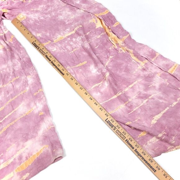 Young Fabulous and Broke Fauna Tie Front Wide Leg Pants Pink Boho Tie Dye Medium - Picture 4 of 6